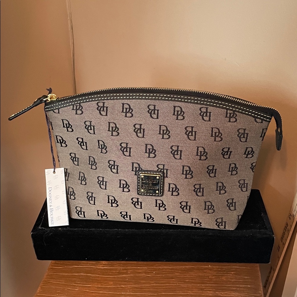 Dooney & Bourke Brown DB Monogram Toiletry Pouch NWT